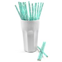 Frau WUNDERVoll® 25 PAPIERSTROHHALME TÜRKIS, STERNE / Strohhalm, Trinkhalm, Papier Strohhalm, Einweg Strohhalme, Geburtstag, Hochzeit, Feiern, Kindergeburtstag, Dekoration