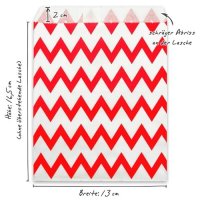 100 PAPIERTÜTEN ROT, ZACKEN 13 x 16,5 cm, 45 Gramm Papier, flach / Candy Bar, Hochzeit, Kindergeburtstag, Papiertütchen, Candybag, Tüten, Mitgebseltüten