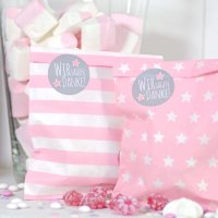 48 AUFKLEBER, WIR SAGEN DANKE, GRAU MIT STERN, Durchmesser 4 cm / Sticker, Hochzeit, Sticker Hochzeit, Gastgeschenk