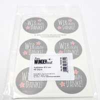 48 AUFKLEBER, WIR SAGEN DANKE, GRAU MIT STERN, Durchmesser 4 cm / Sticker, Hochzeit, Sticker Hochzeit, Gastgeschenk