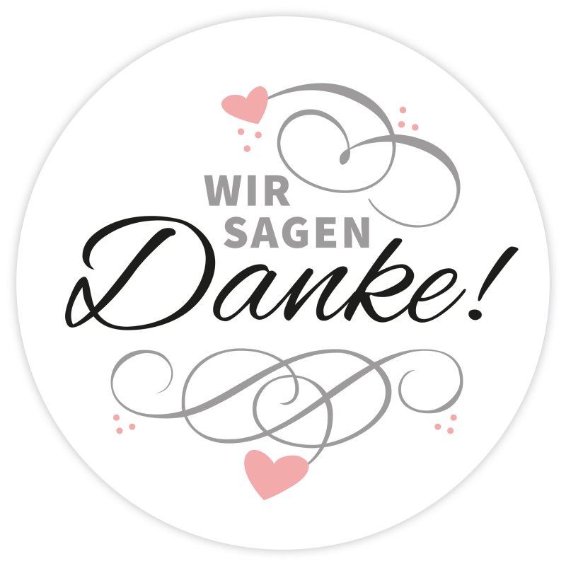 Frau WUNDERVoll® 48 AUFKLEBER WIR SAGEN DANKE, WEISS, Durchmesser 4 c