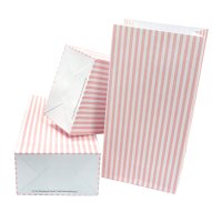 12 PAPIERTÜTEN MIT BODEN ROSA, STREIFEN 12x7x24cm /...