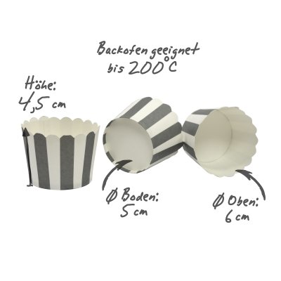 50 MUFFIN BACKFORMEN BLAU, HELLBLAUE STREIFEN, Durchmesser 5 cm / Muffinbackform, Muffinform, Backformen, Backförmchen, Cupcake Formen, Muffin Förmchen Papier