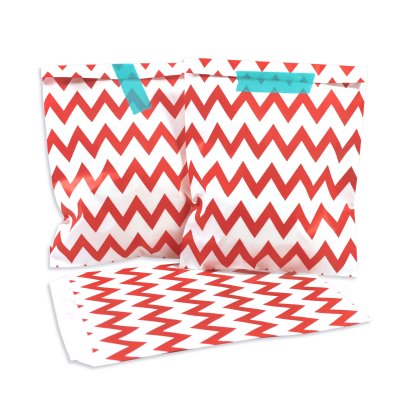 50 PAPIERTÜTEN ROT, ZACKEN 13 x 16,5 cm, 45 Gramm Papier, flach / Candy Bar, Hochzeit, Kindergeburtstag, Papiertütchen, Candybag, Tüten, Mitgebseltüten