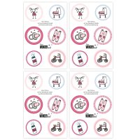 48-teiliges Baby Shower Set Mädchen 6, 24 Papiertüten + 24 Aufkleber