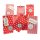 DIY Adventskalender zum Befüllen Weihnachtszeit, Blockbodenbeutel 12(L)x7(B)x24(H)cm rot Sterne und Streifen, Ziffern pastell