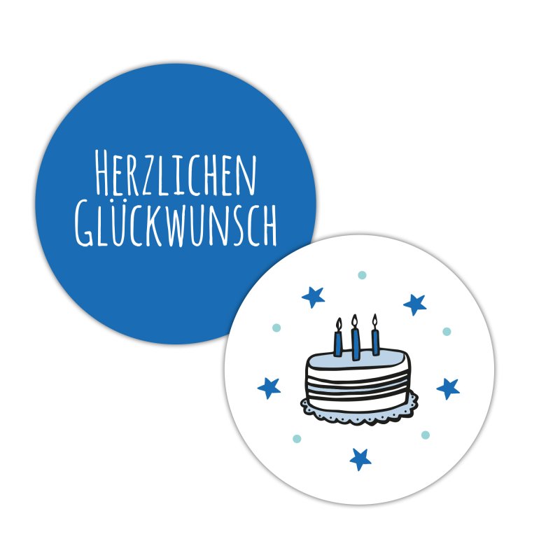 48 Aufkleber Geburtstag Blau Von Frau WUNDERVoll – Durchmesser 4 Cm, Für Geschenke, Partys & Deko