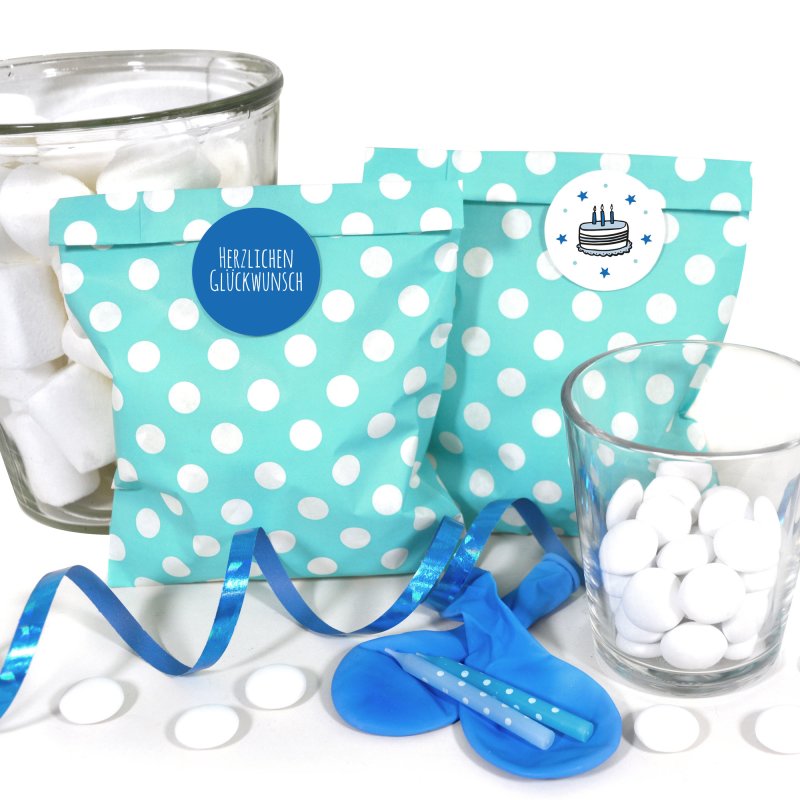 48 Aufkleber Geburtstag Blau Von Frau WUNDERVoll – Durchmesser 4 Cm, Für Geschenke, Partys & Deko