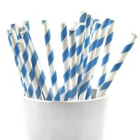 Frau WUNDERVoll® PAPIERSTROHHALME BLAU, STREIFEN /...