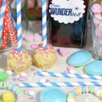 Frau WUNDERVoll® PAPIERSTROHHALME BLAU, STREIFEN / Strohhalm, Trinkhalm, Papier Strohhalm, Einweg Strohhalme, Geburtstag, Hochzeit, Feiern, Kindergeburtstag, Dekoration