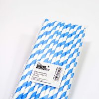 Frau WUNDERVoll® PAPIERSTROHHALME BLAU, STREIFEN / Strohhalm, Trinkhalm, Papier Strohhalm, Einweg Strohhalme, Geburtstag, Hochzeit, Feiern, Kindergeburtstag, Dekoration