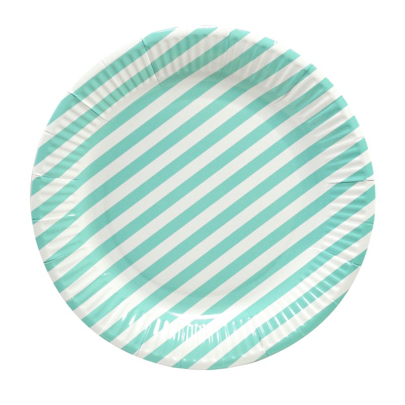 Frau WUNDERVoll® PAPPTELLER TÜRKIS, STREIFEN, 23 cm / Einwegteller, P, 3,19 €