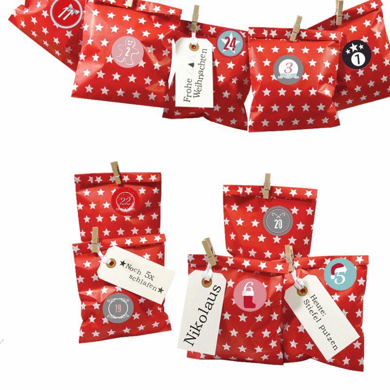 DIY Adventskalender zum Befüllen Bescherung, Papiertueten