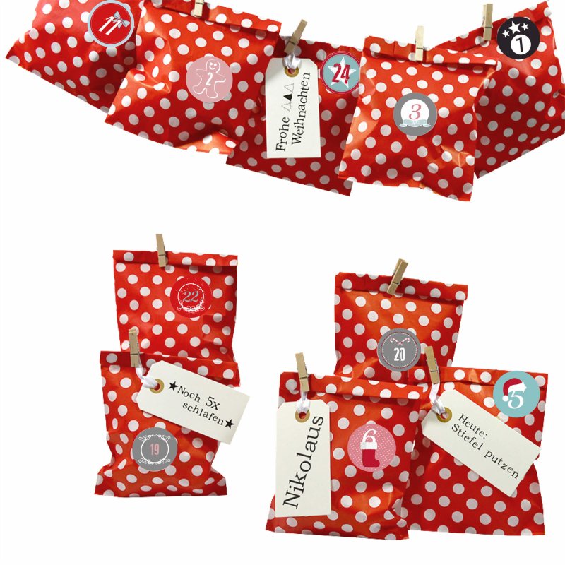 DIY Adventskalender zum Befüllen Bescherung, Papiertueten