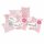 DIY ADVENTSKALENDER CHRISTKIND zum Befüllen, rosa Sterne und Streifen, Ziffern pastell, Kissenschachteln 15x11x4,5cm