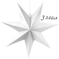 3 Faltsterne - weiß, Ø 90 cm, 7 Zacken