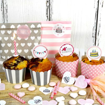 Frau WunderVoll® 48 Aufkleber Geburtstag, ROSA, 4 Cm Durchmesser – Für Geschenke, Partys & Deko