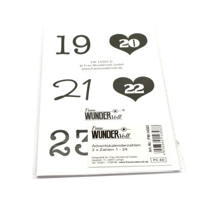 48 AUFKLEBER ADVENTSKALENDERZAHLEN, für 2 Kalender, schwarz-weiß, Durchmesser 4 cm/Sticker, Weihnachten, Advent, Sticker