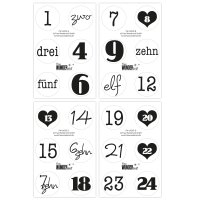 48 AUFKLEBER ADVENTSKALENDERZAHLEN, für 2 Kalender, schwarz-weiß, Durchmesser 4 cm/Sticker, Weihnachten, Advent, Sticker