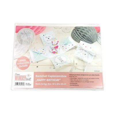 DIY Explosionsbox Bastelset 'Happy Birthday' – 10x10x10 Cm, Mit Aufklapp-Funktion & Glitzer