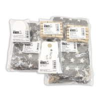 DIY Adventskalender zum Befüllen Schneeflöckchen Baumwollbeutel grau, weiße Sterne, Ziffern weiß/Weihnachtskalender,Beutel,Sack,Säckchen,Stoffbeutel,Baumwolle,Geschenkbeutel,Bastelset