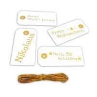 DIY Adventskalender zum Befüllen Schneeflöckchen Baumwollbeutel creme,goldene Stern,Ziffern gold/Weihnachtskalender,Beutel,Sack,Säckchen,Stoffbeutel,Baumwolle,Geschenkbeutel,Bastelset