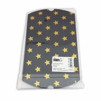 12 KISSENSCHACHTELN schwarz, Sterne gold 24x14cm (flach), 250 Gramm Papier / Kissenverpackungen, Pillow box, Faltverpackung, Geschenkverpackung, Gastgeschenk, Hochzeit