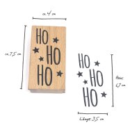 Stempel - HoHoHo- aus Holz, Schrift-/ Motivgröße: 6,7 x 3,5 cm / Weihnachten, Handstempel, Motivstempel, Dekostempel, Advent, Holz, Stempel, Gastgeschenk