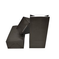 12 Papiertüten mit Boden, schwarz matt, 12x7x24cm / Blockbodenbeutel Tüte Papierbeutel Papiertüte Geschenktüte Geschenkbeutel Gastgeschenk Hochzeit Geschenktasche Falttasche