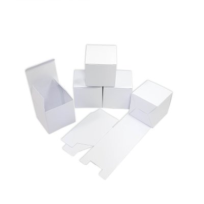 12 Faltschachteln weiß, 7x7x7 cm (gefaltet), 300 Gramm Papier / Würfelbox, Kissenverpackungen, Pillow box, Faltverpackung, Geschenkverpackung, Gastgeschenk, Hochzeit
