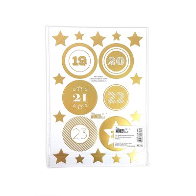 24 Adventskalenderzahlen XL Aufkleber gold, Durchmesser 6 cm / Sticker, Weihnachten, Adventskalender, DIY Kalender