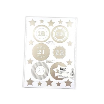24 Adventskalenderzahlen XL Aufkleber silber, Durchmesser 6 cm / Sticker, Weihnachten, Adventskalender, DIY Kalender